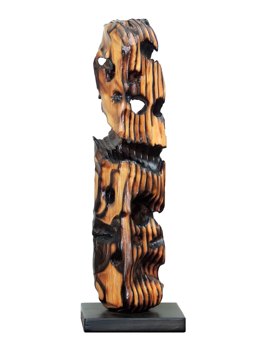 希少 Wooden sculpture Shou Sugi Ban Wood Decorative Art Sculpture - Lyss 0001 — Korzen